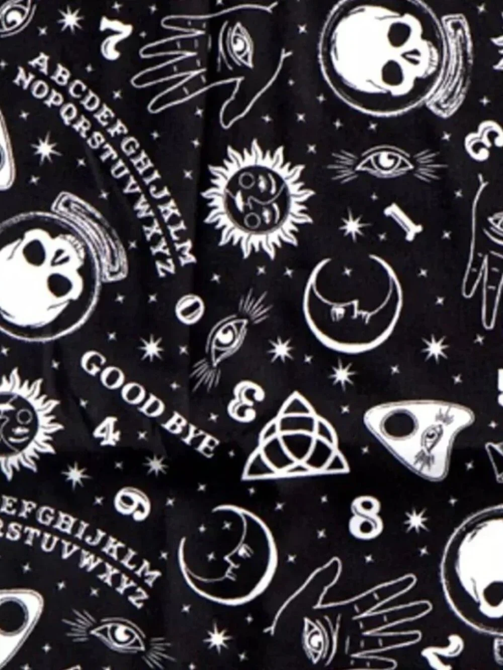 New Cynthia Rowley QUEEN Black Ouija Sheet Set Sun Stars Moon Skull Halloween